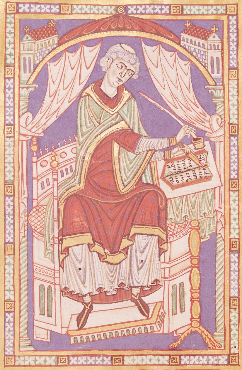 来自圣阿芒的生活和奇迹的501 fol.5v Baudemond写作 作者 法语学校
