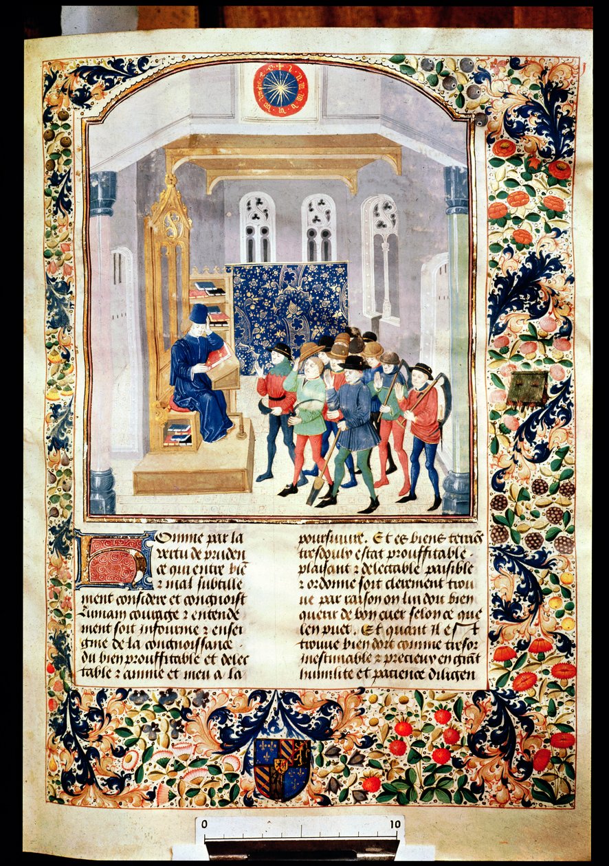 5064作者：作者向农民出示他的书，来自Pietro de Crescenzi的Livre des Prouffitz Champestres（1230-132021） 作者 法语学校