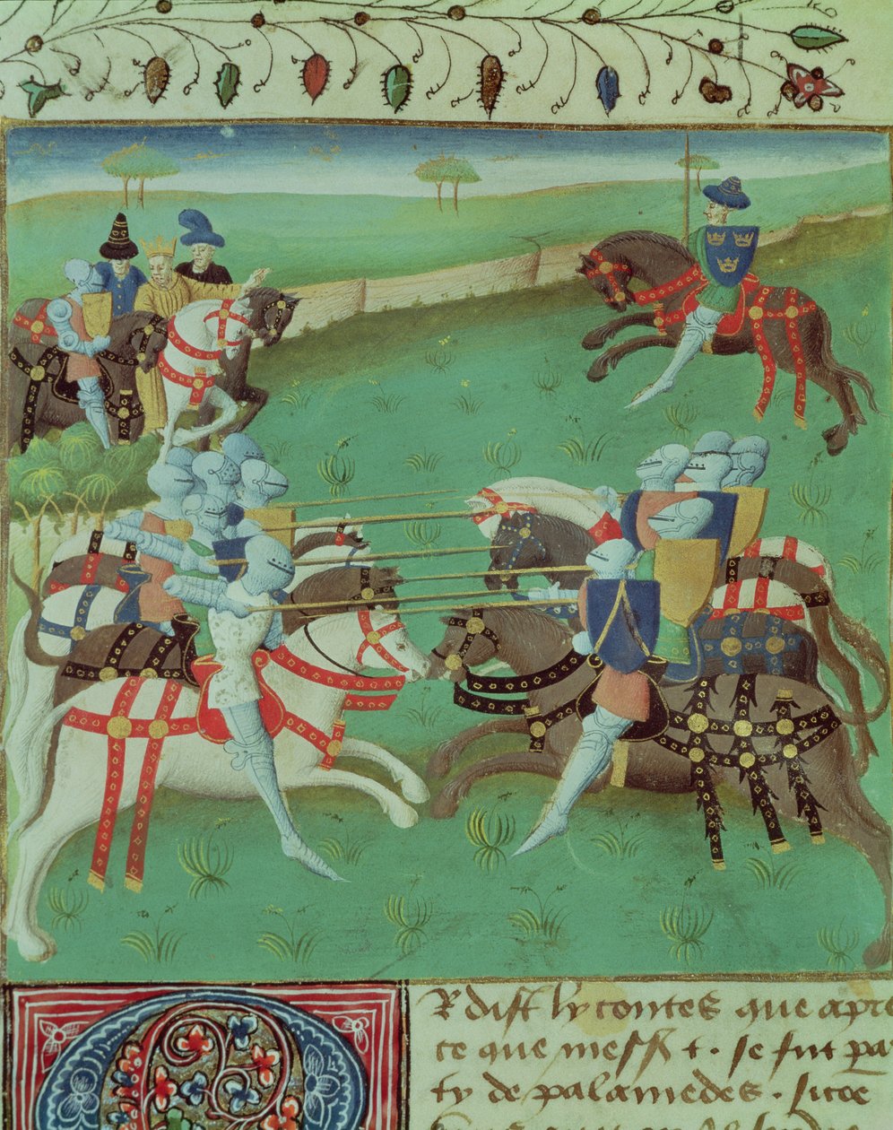 来自Roman du Saint Graal的527 f.5v教学骑士到Joust 作者 法语学校
