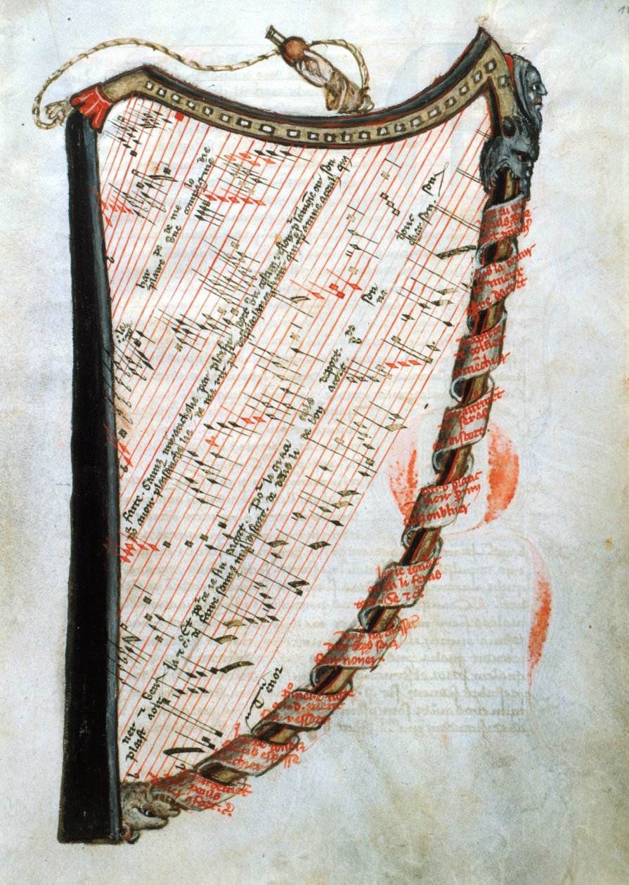 54.1 Harp女士，来自“中世纪音乐论文集”，1470年 作者 法语学校