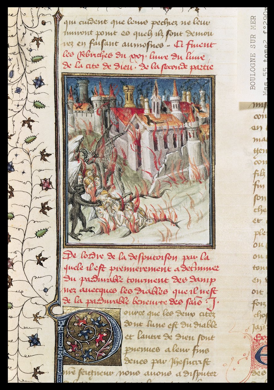 女士55 t.2 fol.290v Hell，来自河流圣奥古斯丁的De Civitate Dei（354-430）由Raoul de Presles翻译，c.1400-50 作者 法语学校