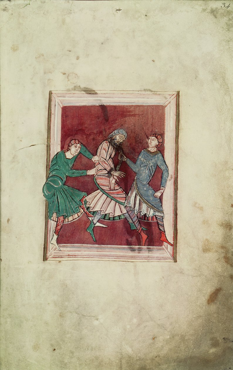 来自Vie de Saint Omer的圣奥梅尔（595-670）的奇迹698 fol.34r 作者 法语学校