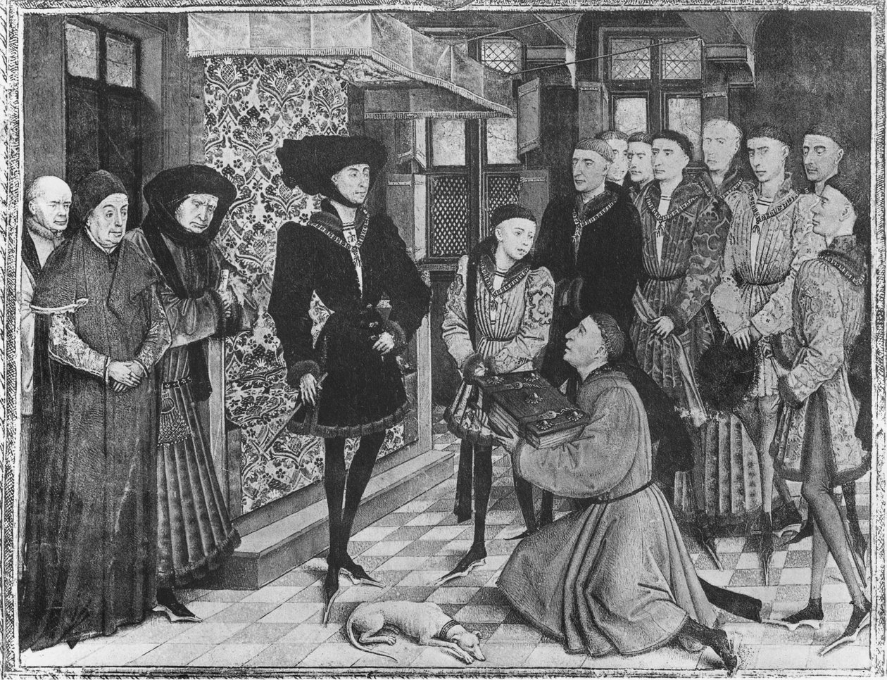 9242 Hainaut Chronicles女士，勃艮第公爵菲利普先生，在他左边的小时候，由Jean Vauquelin，Charles the Bold翻译了Chronicles 作者 法语学校