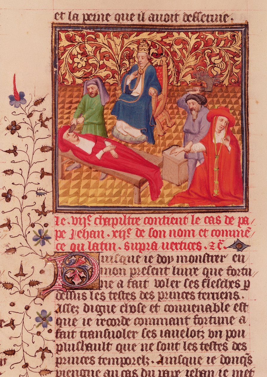 女士Fr.226 fol.253v。教皇约翰十二世在964年返回罗马后惩罚了他的敌人 作者 法语学校