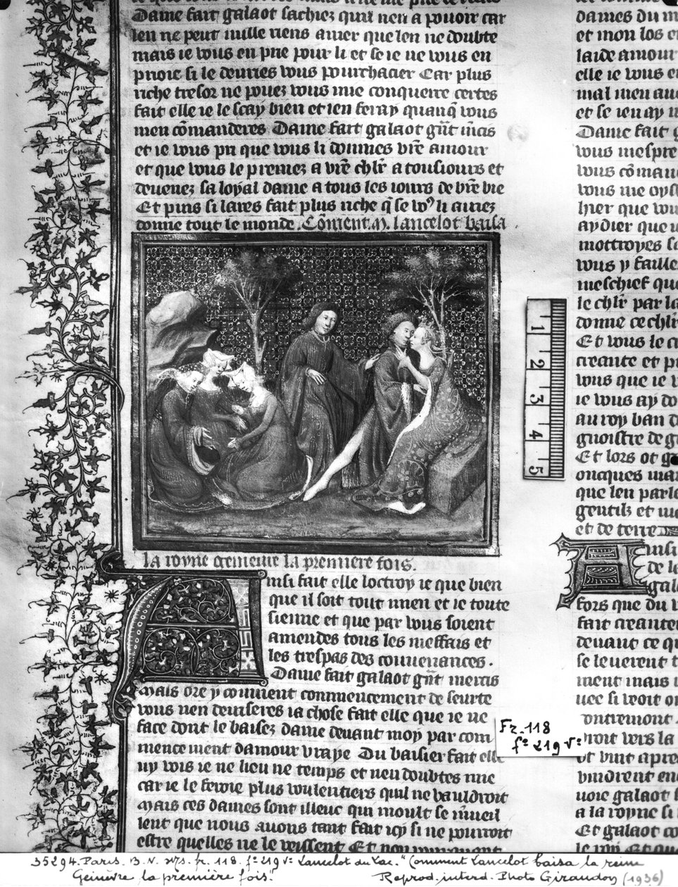女士们来自Lancere de Messire Lancelot du Lac，Lancelot先生第一次亲吻Guinevere 作者 法语学校