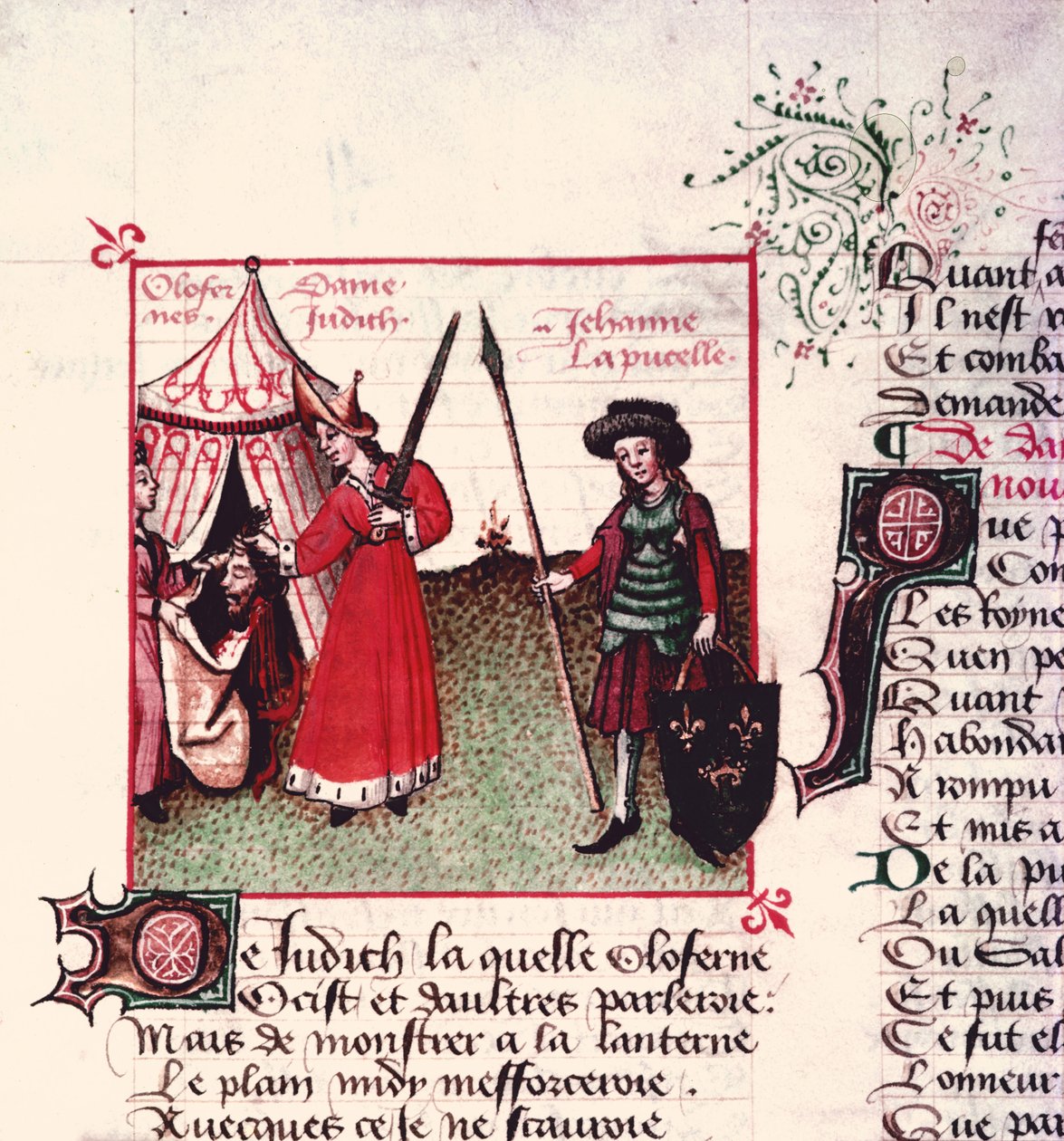 12476女士，Judith和Holofernes以及Joan of Arc（1412-31）来自Le Champion des Dames by Martin le Franc（1410-61）1451 作者 法语学校