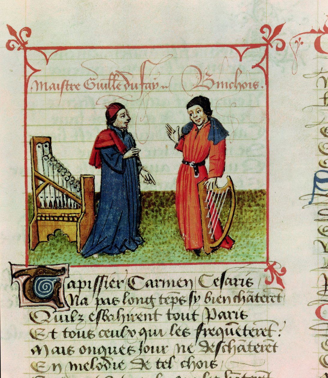 女士们12476 Fr.96 Guiolume Dufay（第1474章）和Gilles Binchois（第1460页），由马丁勒法郎（1410-61）1440年出演的Dames冠军 作者 法语学校