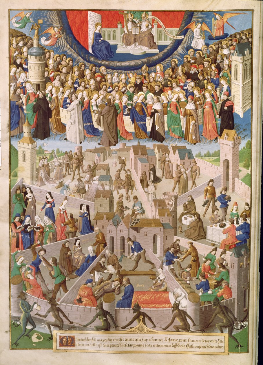 女士18 Fr.3v上帝之城，来自Raoul de Presles的圣奥古斯丁作品的翻译，c.1469-73 作者 法语学校