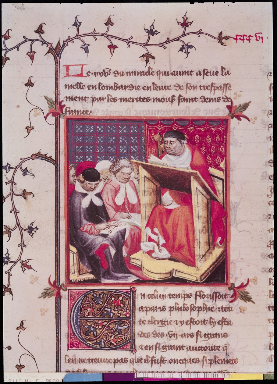 Fr 2608 Fol.295v女士来自法国Grandes Chroniques的巴黎大学教授，c.100 作者 法语学校