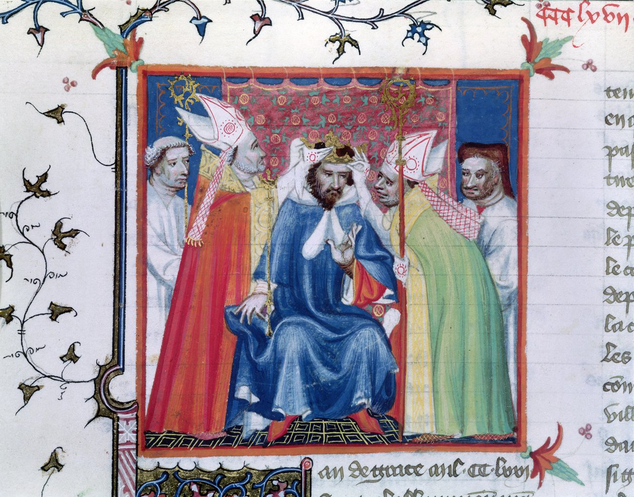 Fr. 2608 fol.335v菲利普三世加冕仪式（1245-85），来自法国的伟大编年史，c.1400 作者 法语学校