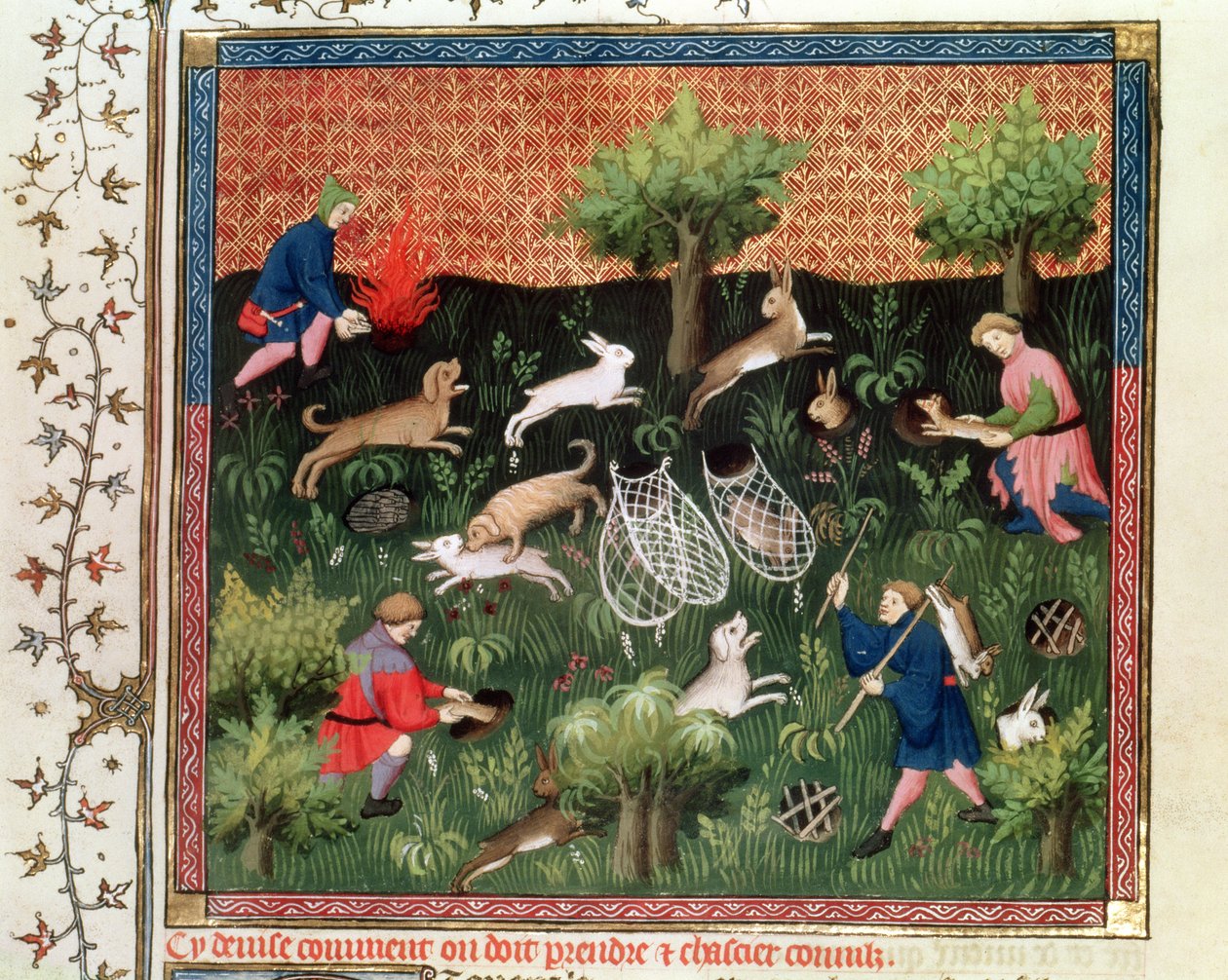 女士616 Fr.92狩猎野兔，来自Livre de la Chasse的Gaston Phebus de Foix（1331-91），15世纪末 作者 法语学校