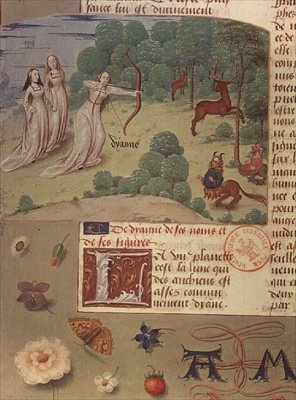 Ms Fr 9197 fol.140v Diana hunting, from Livre des Eschecs D