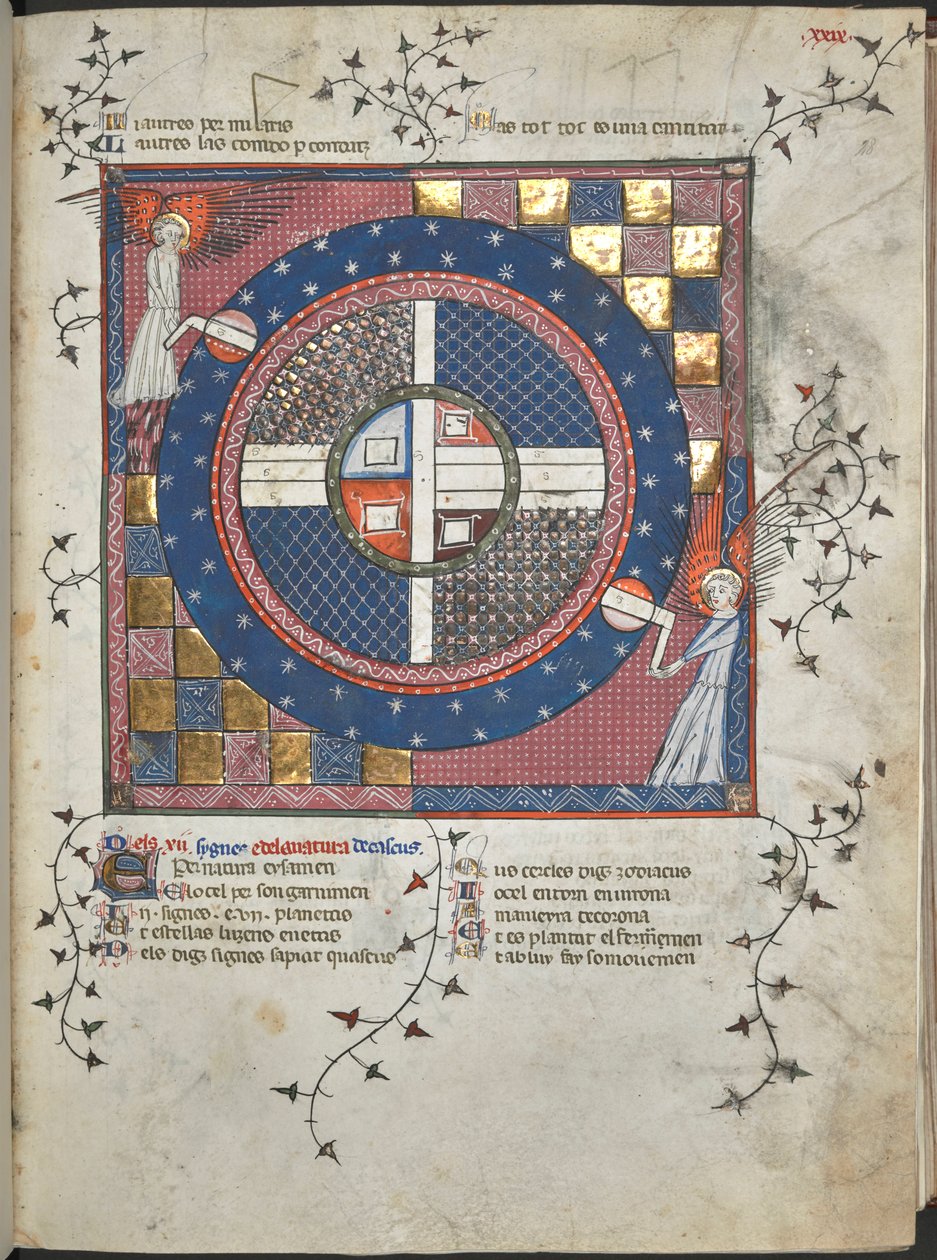 哈雷 4940 号女士，f.28 两位天使转动宇宙，"Breviari d