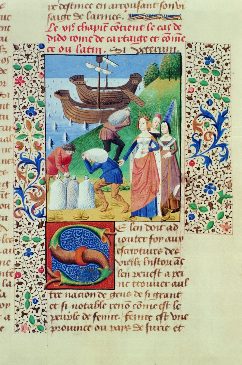 Hunter女士208 f.67r Dido从王子的堕落中走出Sychaeus Treasure，作者：Giovanni Boccaccio（1313-75）1472 作者 法语学校
