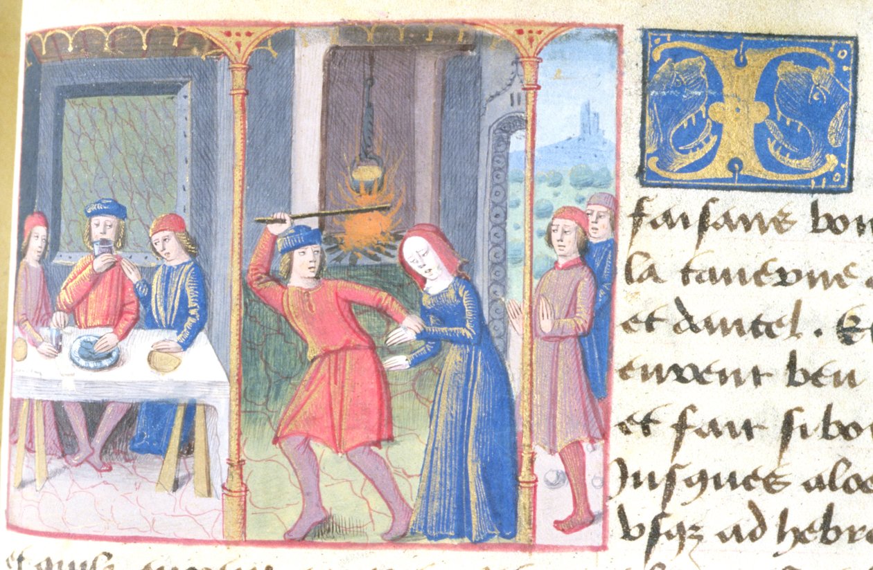Hunter女士252 f.193r Meal，来自The Hundred News News，1462 作者 法语学校