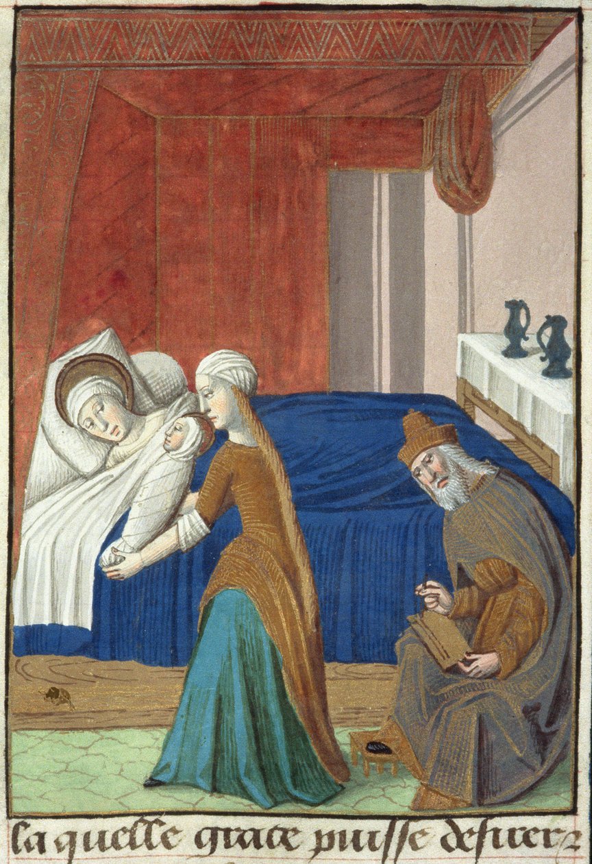Hunter女士36 f.31v施洗约翰的诞生，来自Vita Christi，萨克森的Ludolf，c.1300-7778 作者 法语学校