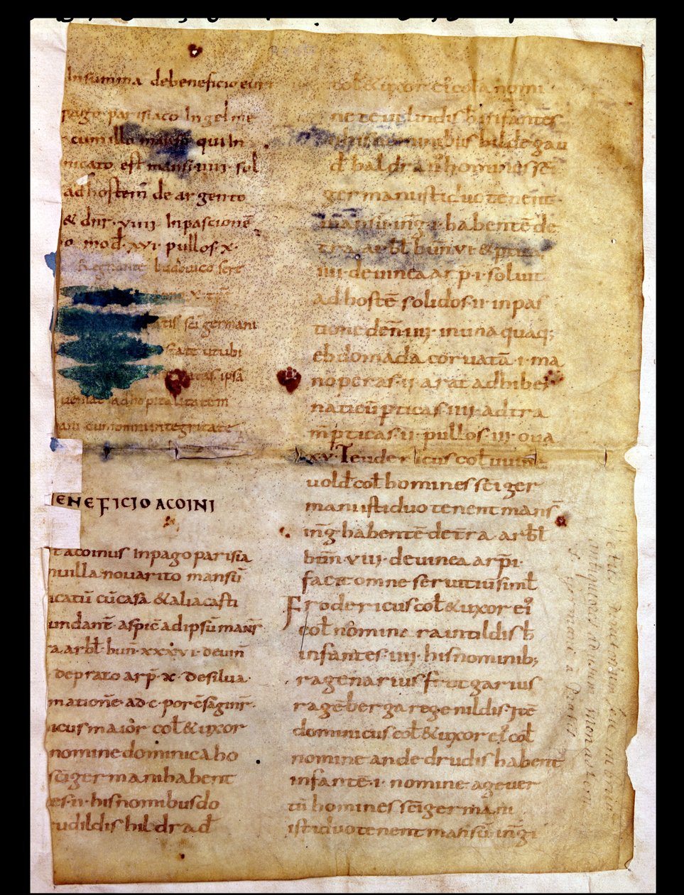 Lat 12832 Fol.A Carolingian财产所有权盘点，来自Saint-Germain-des-Pres的Abbot Irminon的Polyptych 作者 法语学校