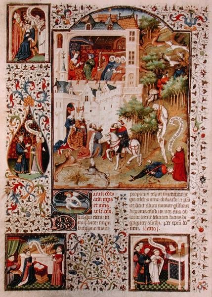 Ms Lat 17294 《圣爱德华忏悔者之死》（1003-66），摘自贝德福德公爵的Breviary，约1424-1435（牛皮纸）。 作者 法语学校