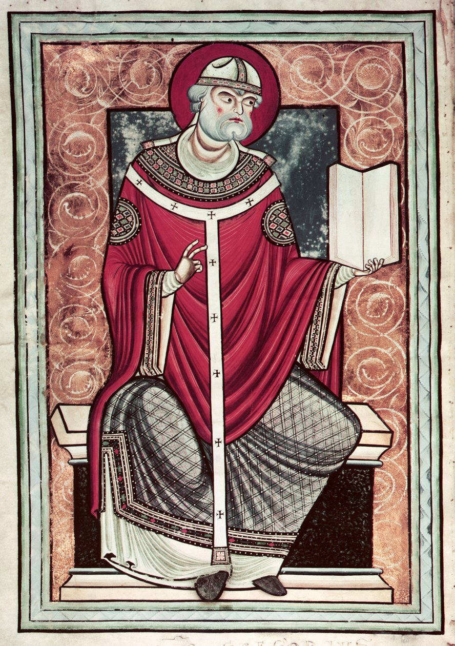 来自圣格雷戈里信的Lat 2287 f.1v St. Gregory（c.540-604） 作者 法语学校