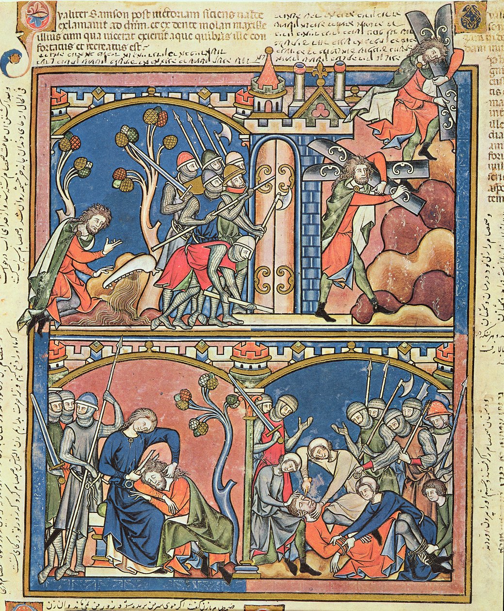 M 638女士，来自Morgan Picture Bible的Samson和Delilah，c.1244-54 作者 法语学校