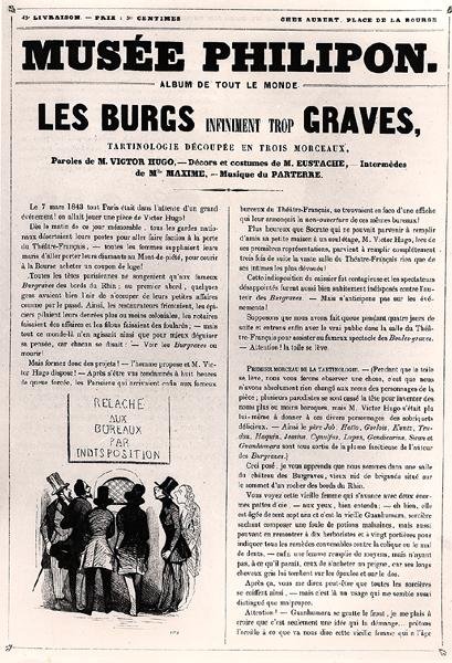 菲利浦博物馆"，维克多-雨果（1802-85）的戏剧 "Les Burgraves"（1843）的漫画，约1843年（雕刻）。 作者 法语学校
