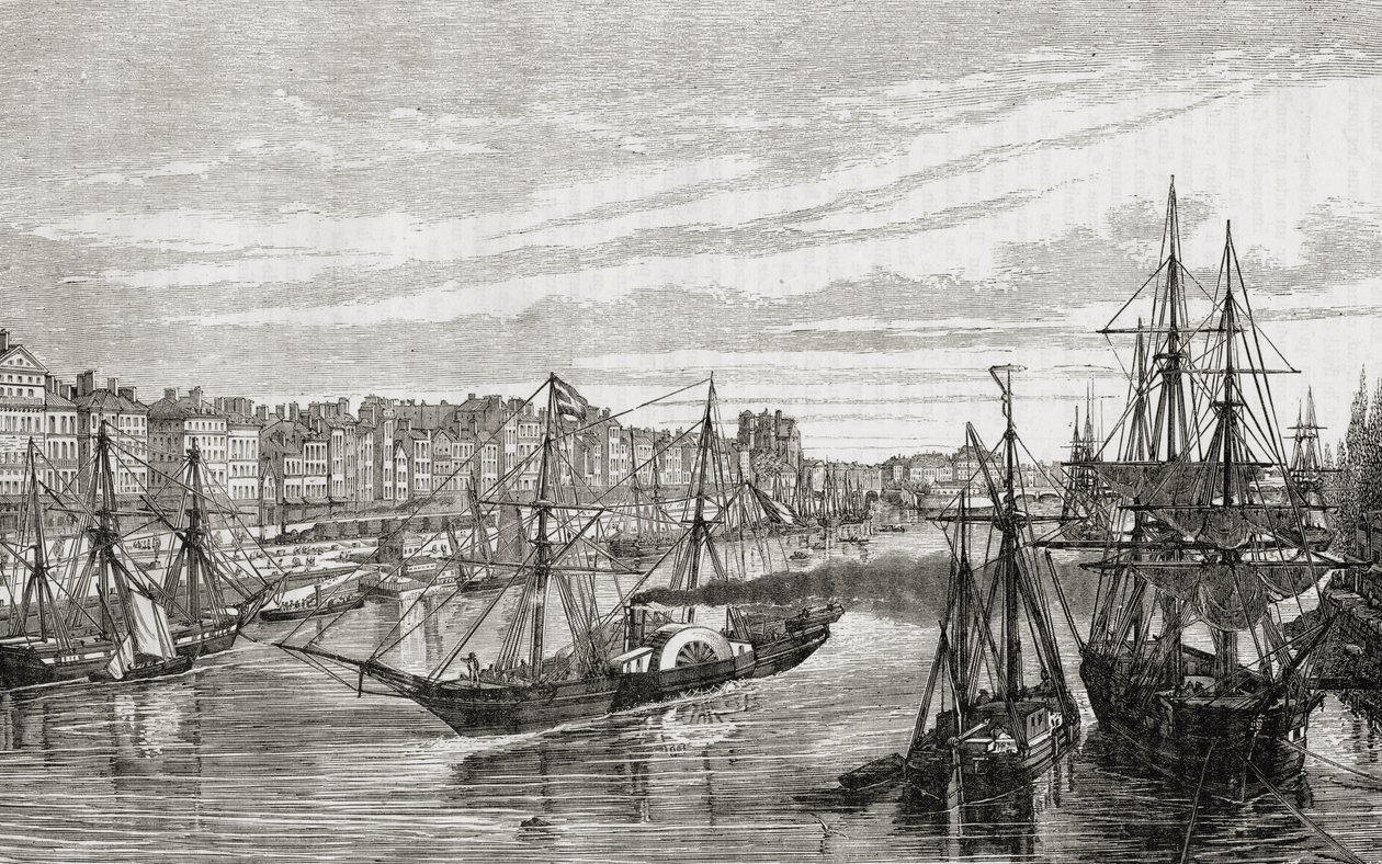 18世纪法国南特，来自路易斯·布兰克（1811-82）的“法国革命史”，由查尔斯·毛兰（1867-81）镌刻1847-62 作者 法语学校