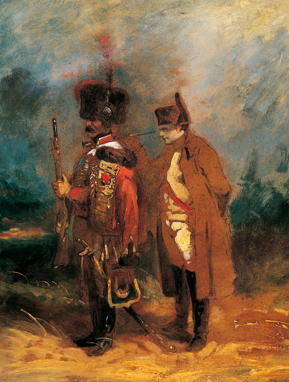 1814 年法国保卫战期间的拿破仑（布面油画） 作者 法语学校