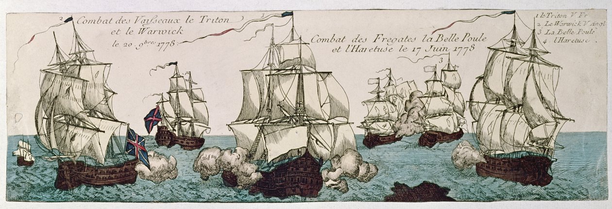 1778年美国独立战争期间法国和英国舰队之间的海军交战 作者 法语学校