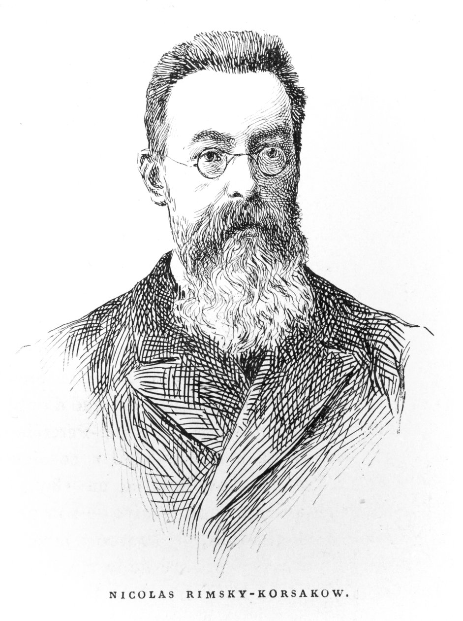 Nicolai Andreievich Rimsky-Korsakov（1844-1908），Albert Soubies的“俄罗斯音乐史”插图，1898年在巴黎出版 作者 法语学校