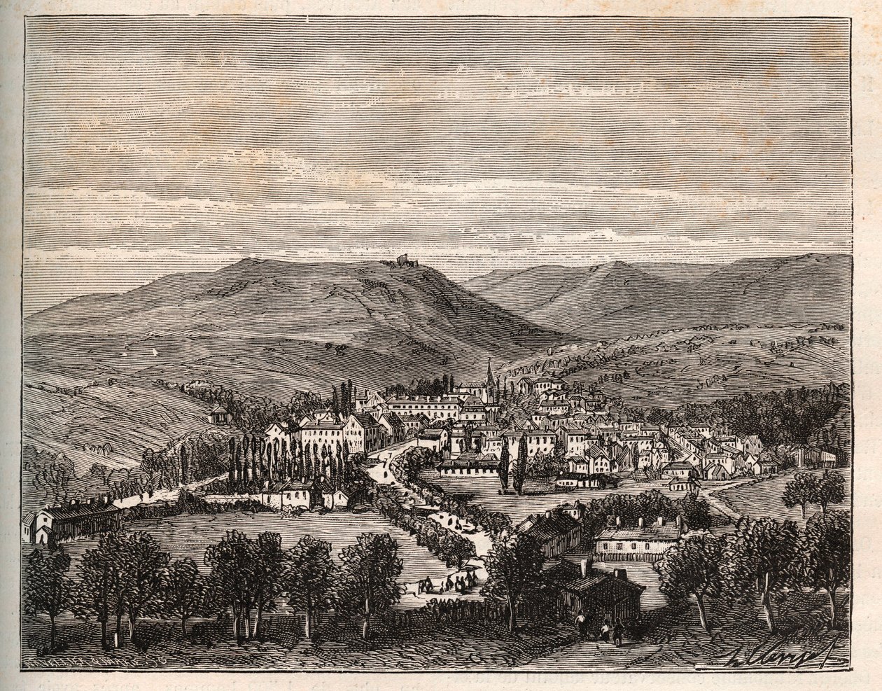 Niederbron-les-Bains en Alsace - engraving in “La France illustree: geographie, histoire, administration statistique” by V.A. Malt-Brown. 1884 作者 法语学校