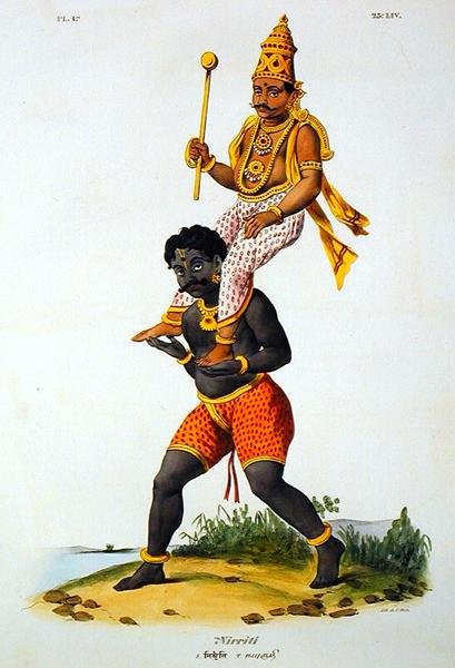 Nirriti，由C. de Motte（1785-1836）雕刻（彩色平印）。 作者 法语学校