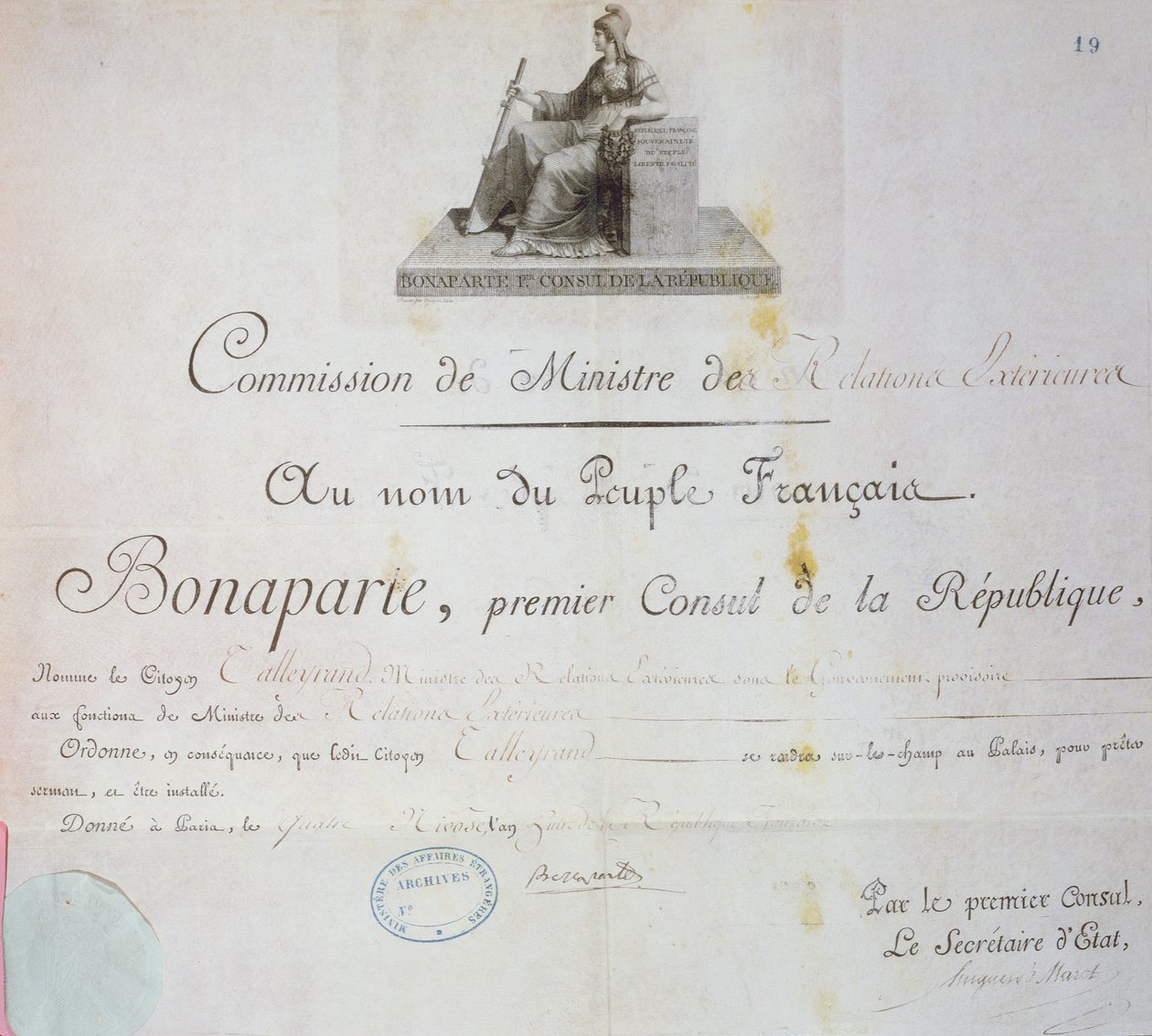 Charles Maurice de Talleyrand-Perigord（1754-1838）提名外交部长，c.1797 作者 法语学校