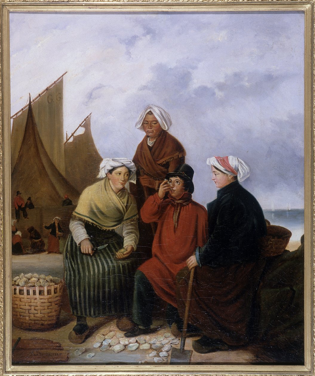 诺曼底，生蚝品尝会 - Francoeur 油画作品 作者 法语学校