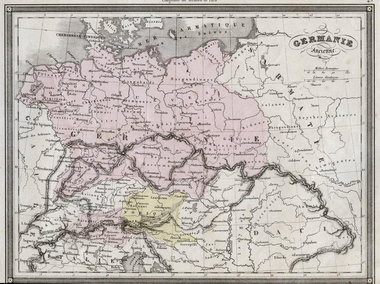 Old Germania - Plate extracted from “” Universal Atlas of Ancient and Modern Geography for Residential Schools”” by Vuillemin - ca. 1845 作者 法语学校