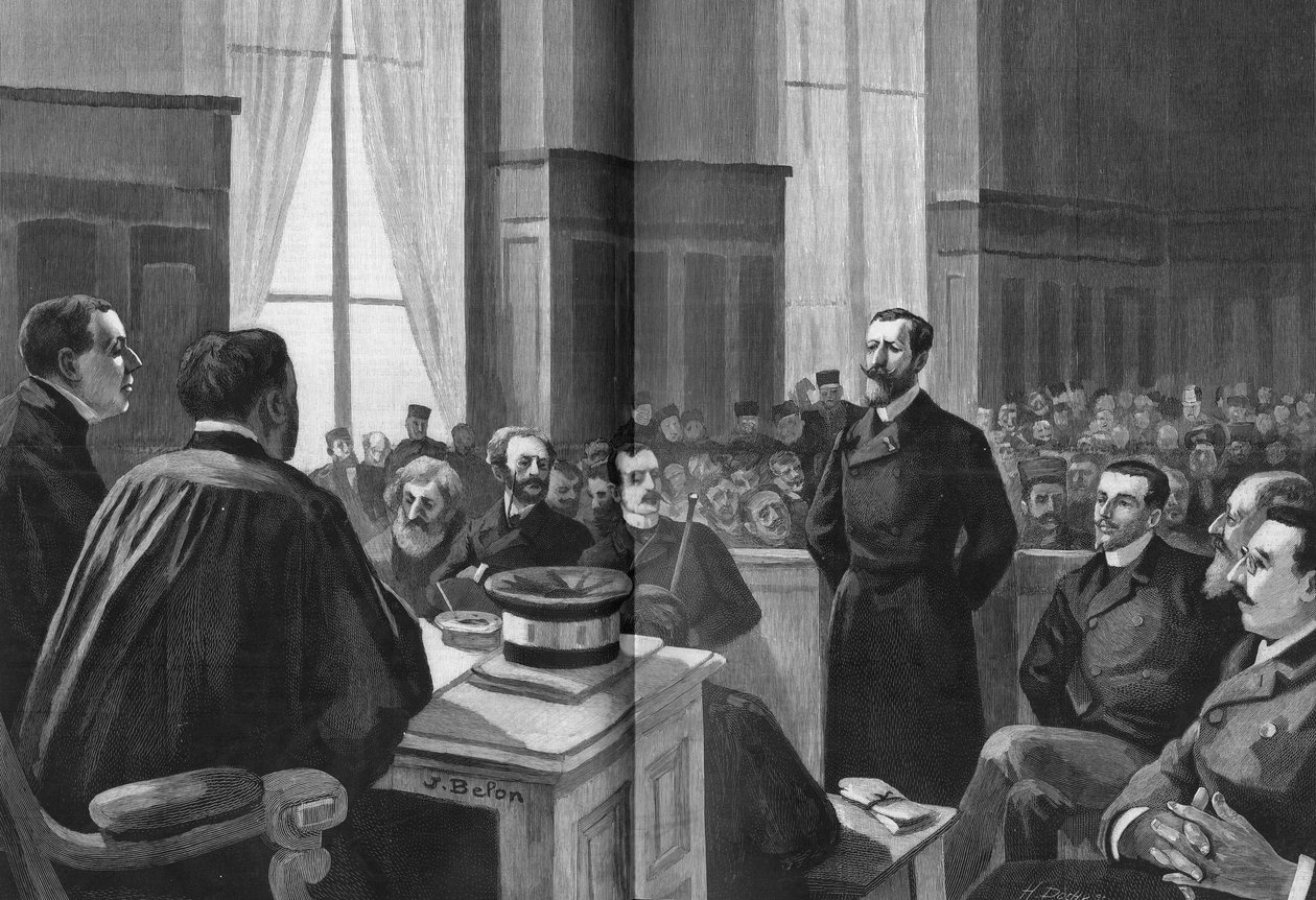 1889年爱国者联盟的会议开幕。主席Gillet, Naquet, Laisant, Laguerre, Deroulede, Richard, Turquet, Gallian. 作者 法语学校