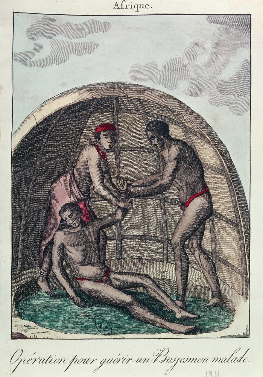 1811年治愈病态布须曼人的行动（彩色雕刻） 作者 法语学校