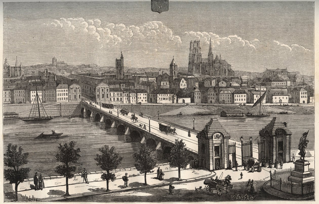 奥尔良 - Centre-Val de Loire - 雕刻在 V.A. 的“La France illustree：地理、历史、统计管理”中 麦芽棕色。 1884年 作者 法语学校