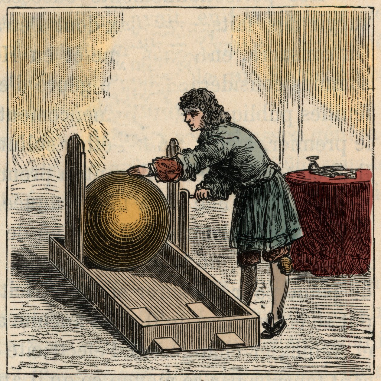 Otto von Guericke (1602-1686), German physicist, operating the first static electricity generator - Static machines: Otto von Guericke (Otto de Guericke 作者 法语学校