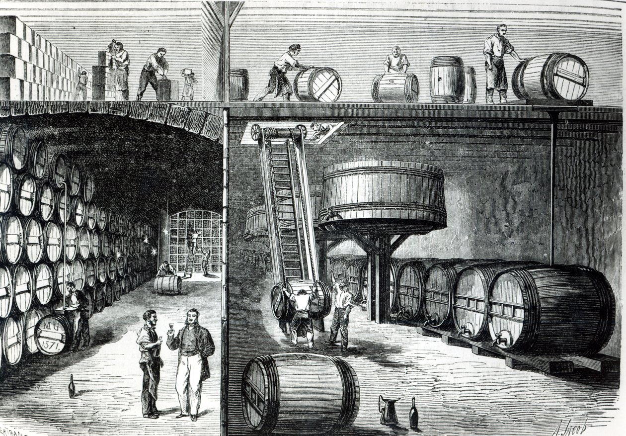 1864年，Le Monde Illustre的波尔多P. Morel和F. Souzac酒窖及工作坊 作者 法语学校