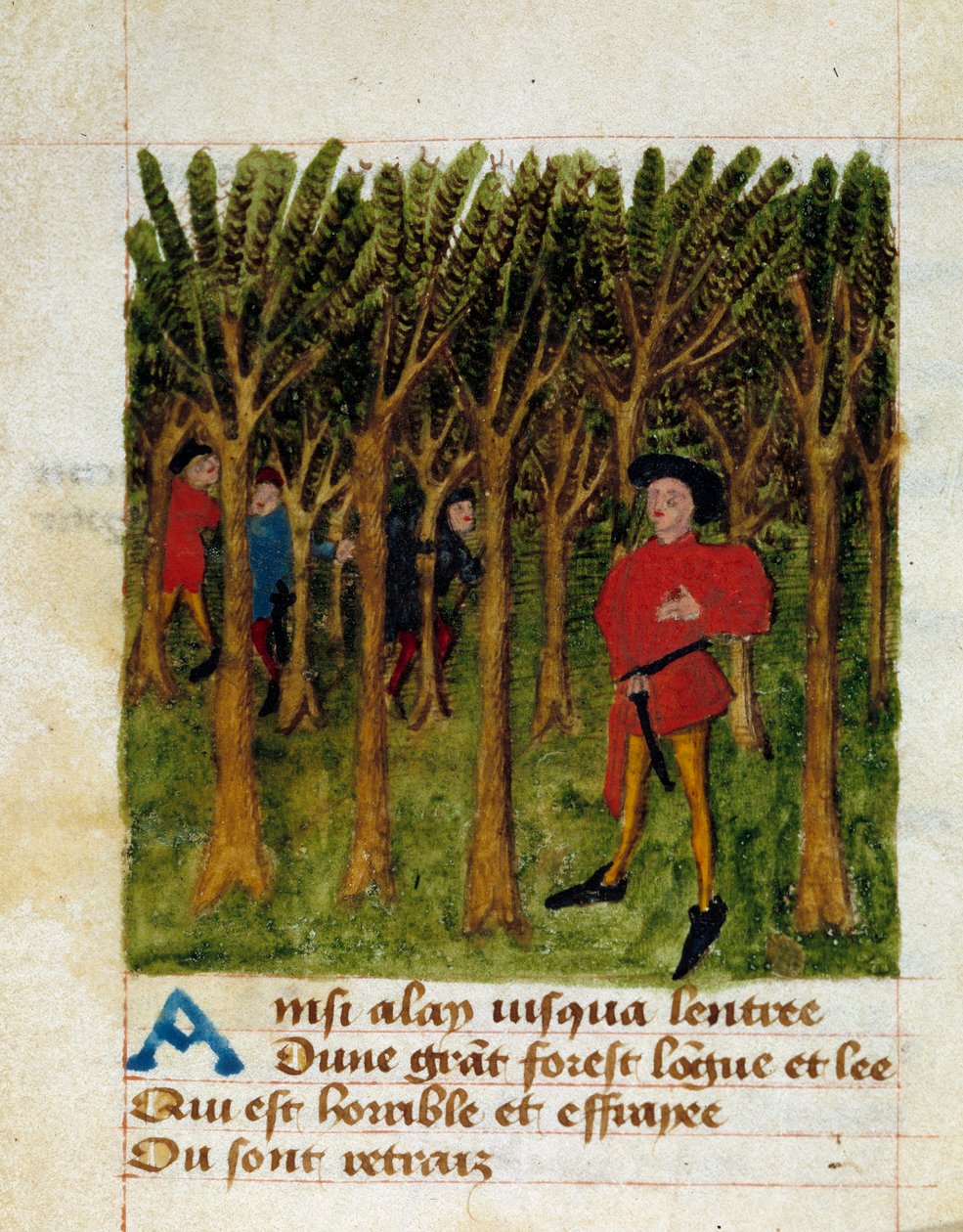 法国诗人 Michault le Caron dit Taillevent（1390/1395-1448/1458 年）《Passe temps Michault》中的一页 15 世纪 尚蒂伊，康德博物馆 作者 法语学校