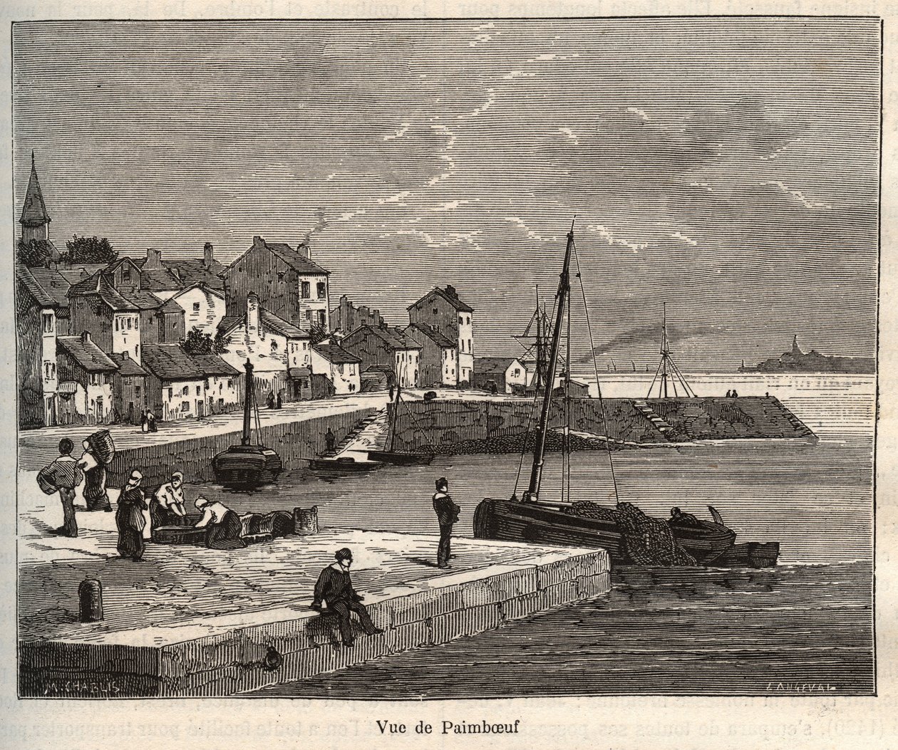 Paimboeuf--卢瓦尔-大西洋地区，位于卢瓦尔河地区--V.-A. Malt-Brown的 "La France illustree: geographie, histoire, administration statistique "中的雕版画。 作者 法语学校