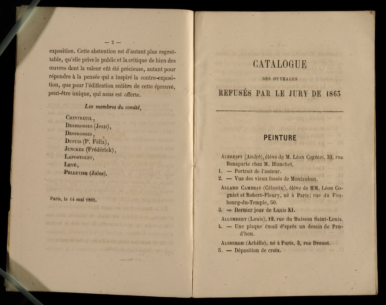 绘画章，来自沙龙des Refuses，1863年 作者 法语学校