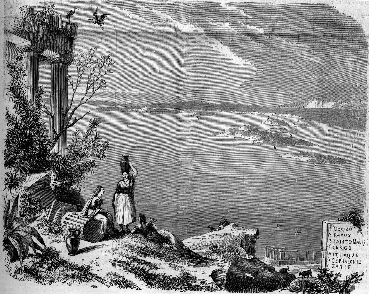 Panoramic view of the archipelago of the Ionian Islands (Corfu, Paxos, Holy Moor, Cerigo, Ithaca, Cephalonia, Zakynthos) from the Greek coast 作者 法语学校