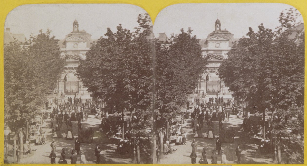 巴黎，艺术和梅蒂尔公共花园，立体视图，c.1860 作者 法语学校