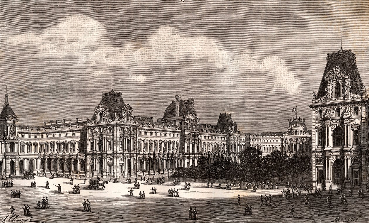Paris Le Louvre - engraving in “La France illustree: geography, history, administration statistique” by V.A. Malt-Brown. 1884 作者 法语学校