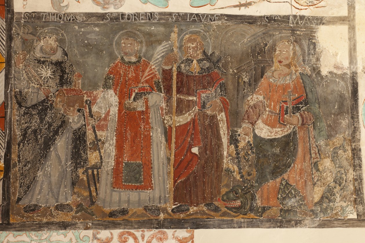 教区教堂（Església de la Mare de Déu de Solers）。内部。中殿。壁画。细节。16 世纪（？） 作者 法语学校