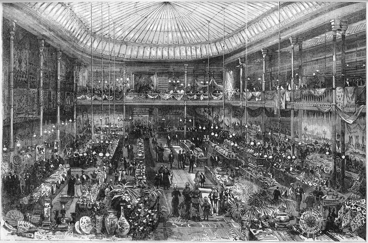 Parisian department stores: view of the Little Saint Thomas store hall in 1878. Engraving by Scott in “” The Illustrous World”” n°1124 of October 12 作者 法语学校