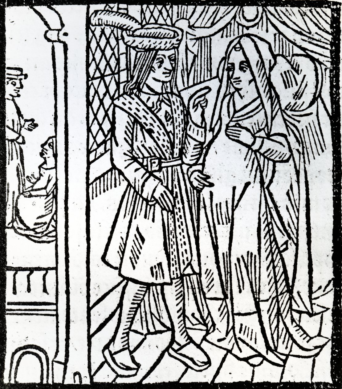 Pathelin和Guillemette，来自皮埃尔帕特林大师的Farce，c.1465 作者 法语学校