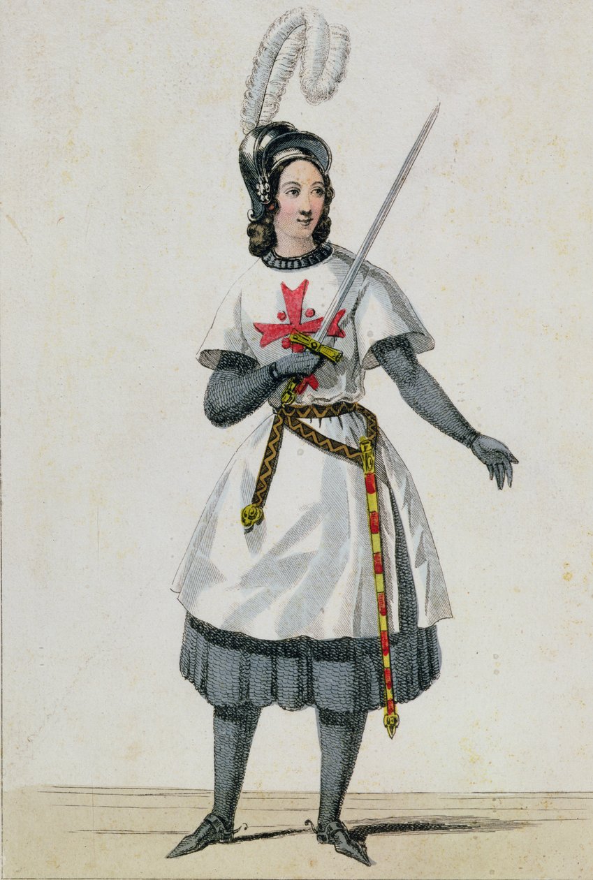Pauline Garcia-Viardot（1821-1910）在巴黎Theatre Italien的Gioacchino Rossini（1792-1868）的歌剧中担任Tancredi的角色 作者 法语学校