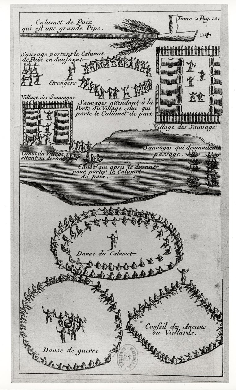 Iroquois的和平管舞，从“作者和野人野蛮发送之间的好奇对话”到Baron Louis-Armand de la Hontan（1666-1715）1704 作者 法语学校